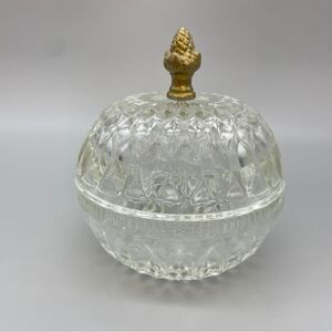 Vintage Indiana Glass Lidded Candy Dish Depression Cut Glass Mt Vernon